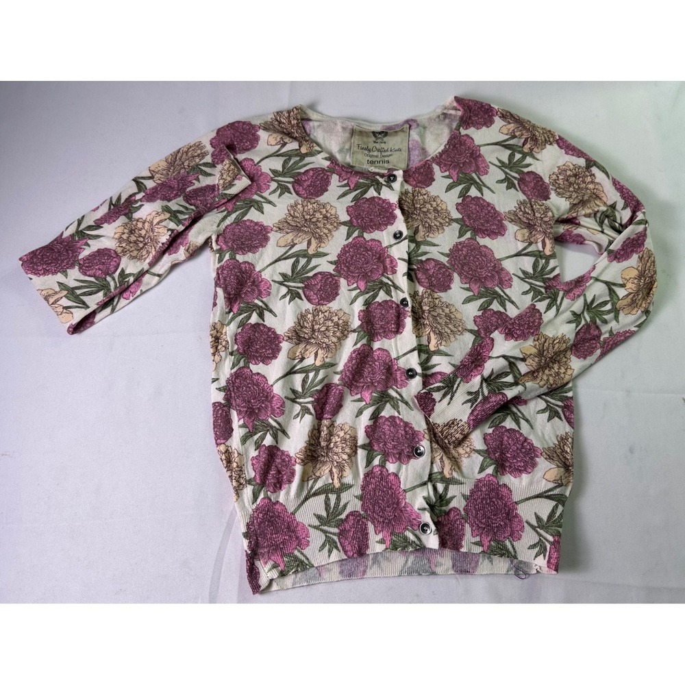 Tennis Original Design Floral Cotton Cardigan Peony Garden Party‎ Preppy Pink S